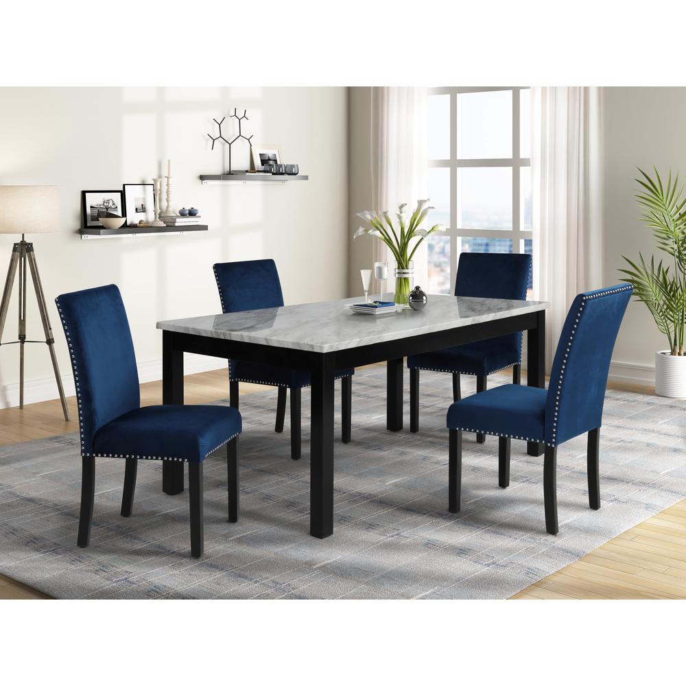 Celeste Blue Wood Upholstered Dining Chair (Set of 4). Picture 9