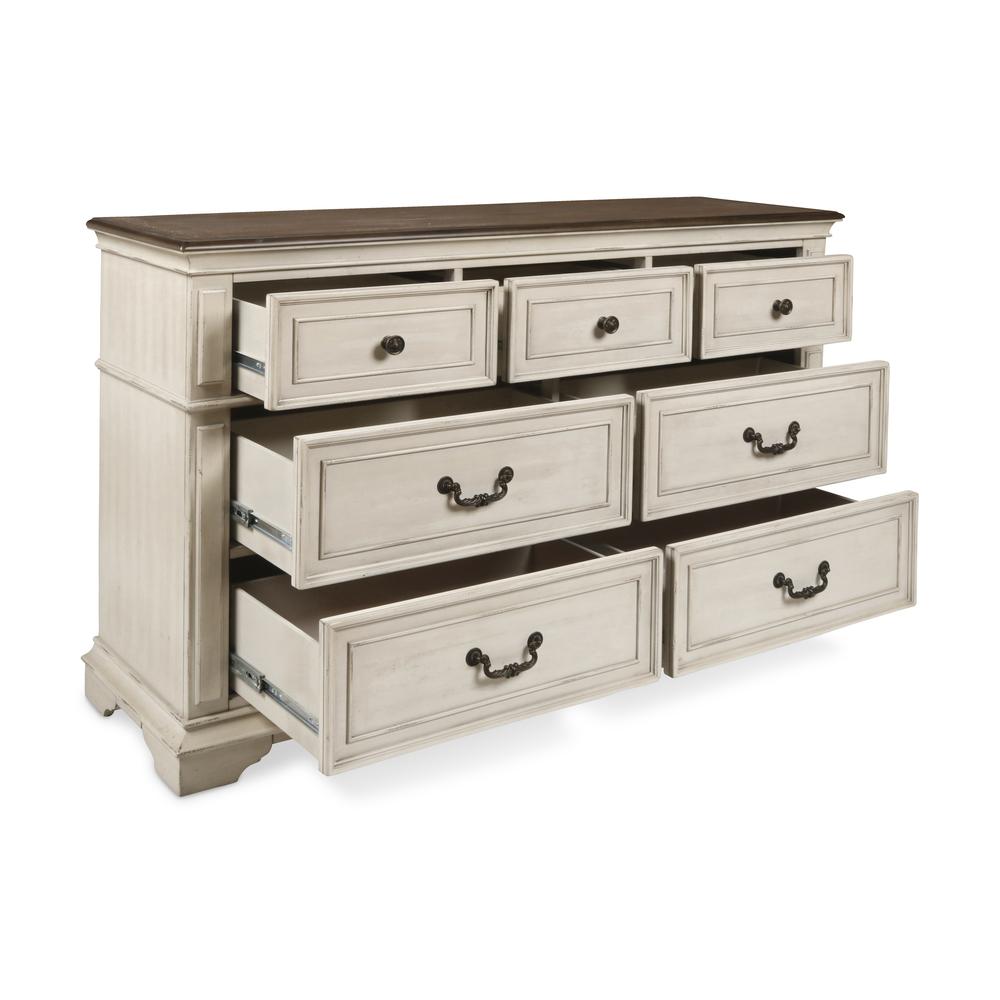 Furniture Anastasia 7-Drawer Solid Wood Dresser in Antique White. Picture 3