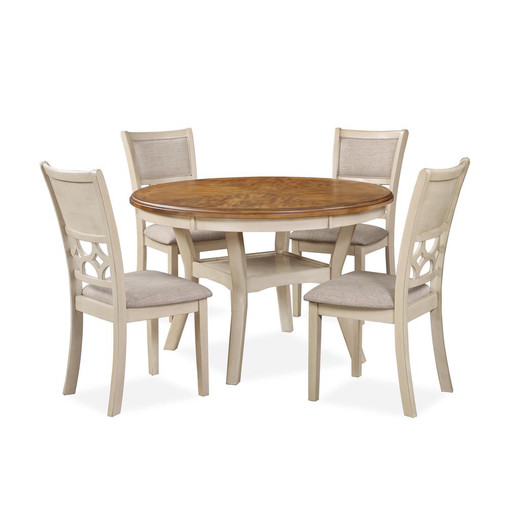 Furniture Mitchell Solid Wood 5Pc Dining Set in White/Brown Bisque. Picture 3