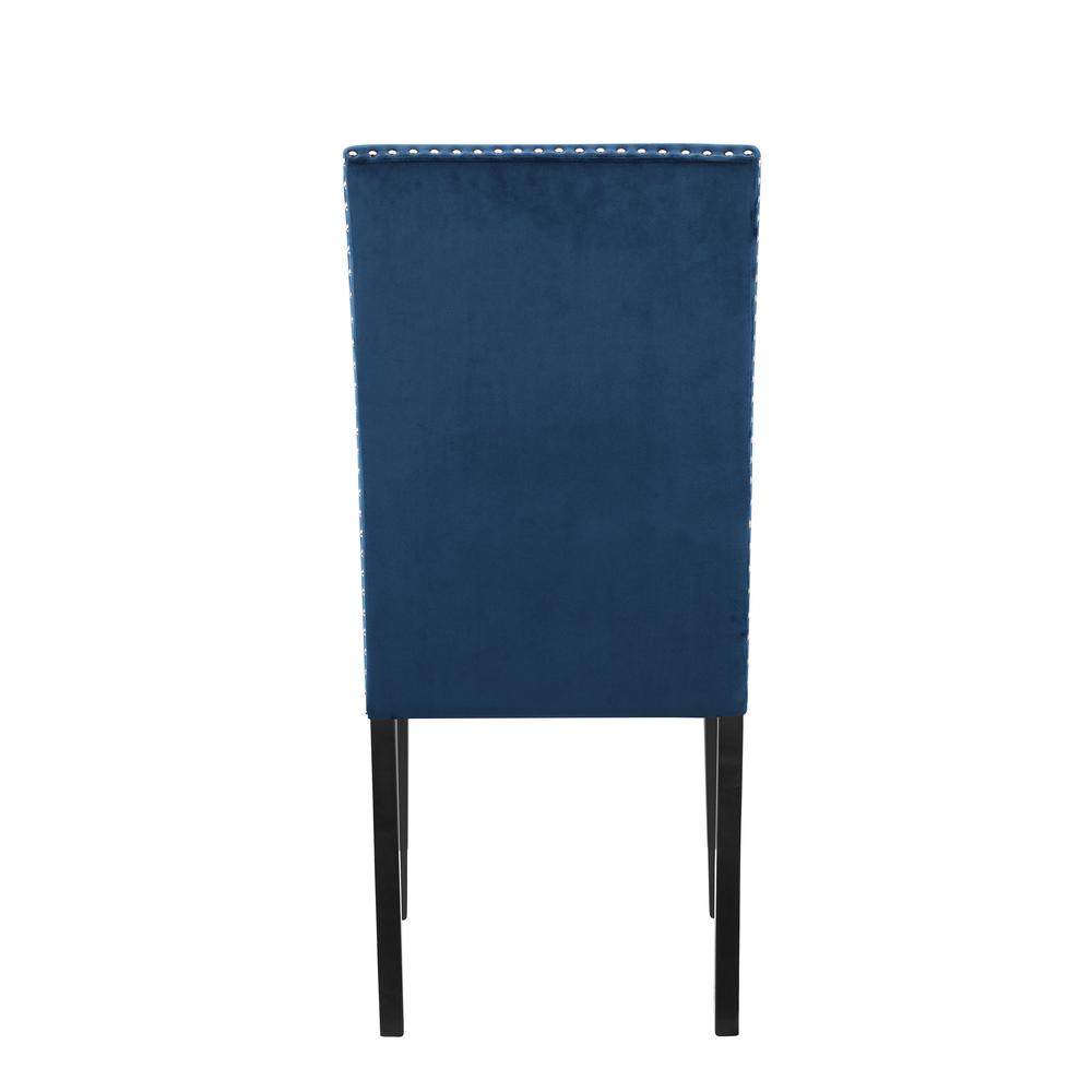 Furniture 37.75" Velvet & Wood Dining Chair in Blue (Set of 2). Picture 5