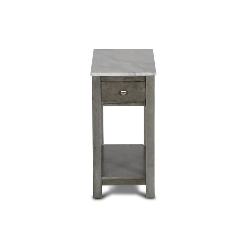 Furniture Noah 1-Drawer Wood & Faux Marble End Table in Gray. Picture 3
