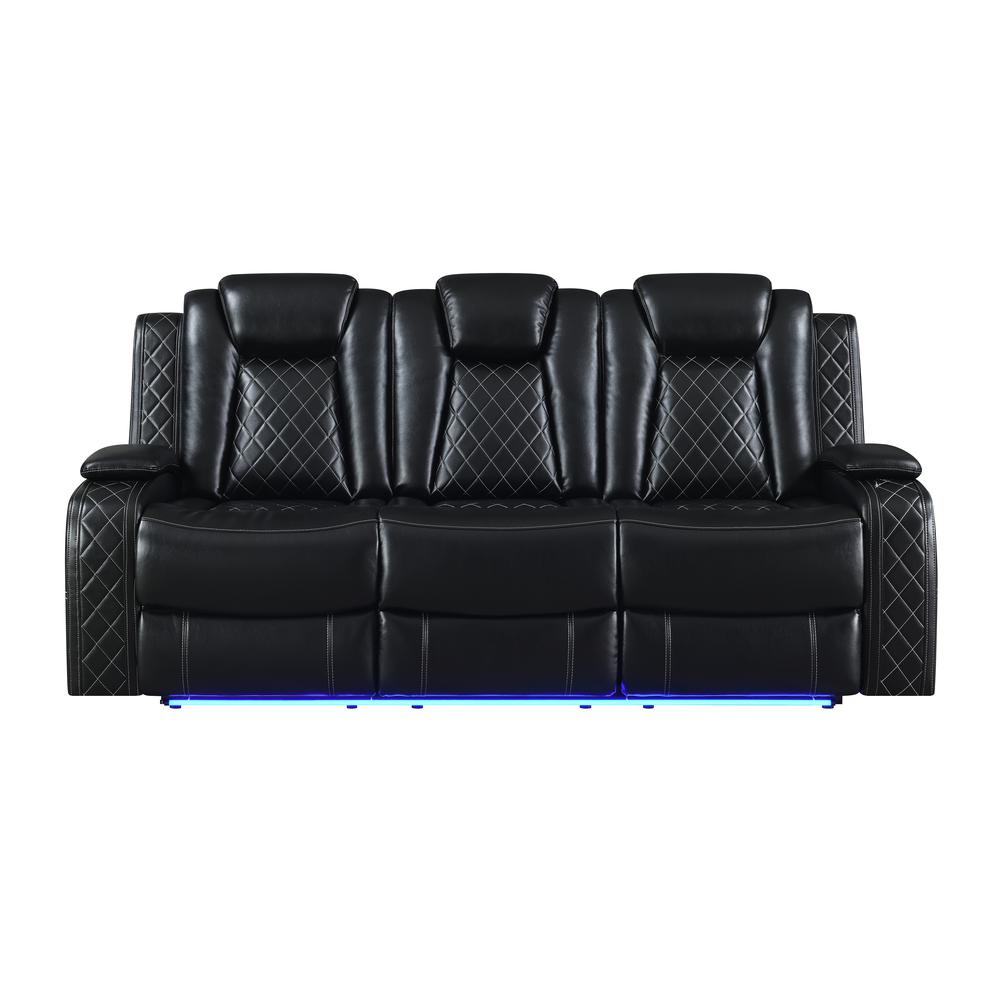 Orion Sofa W/Dual Recliner-Black. Picture 3