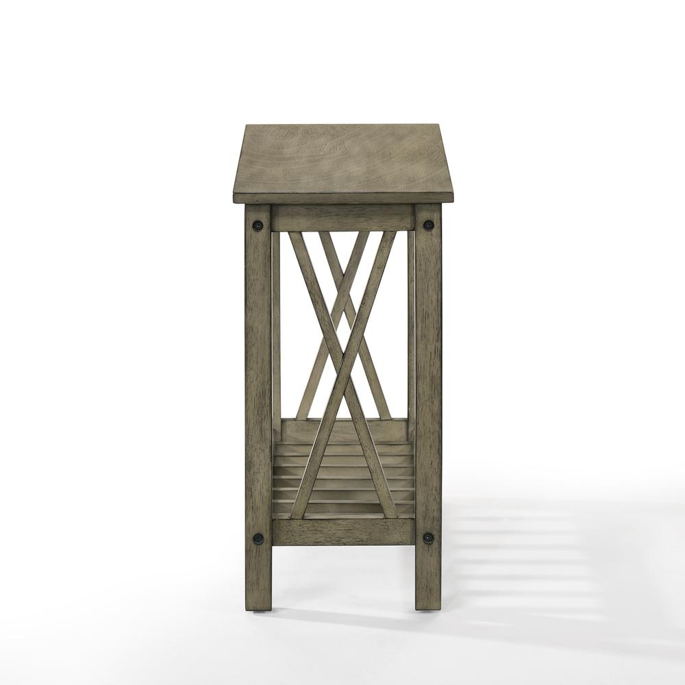Furniture Eden 1-Shelf Contemporary Solid Wood End Table in Gray. Picture 3