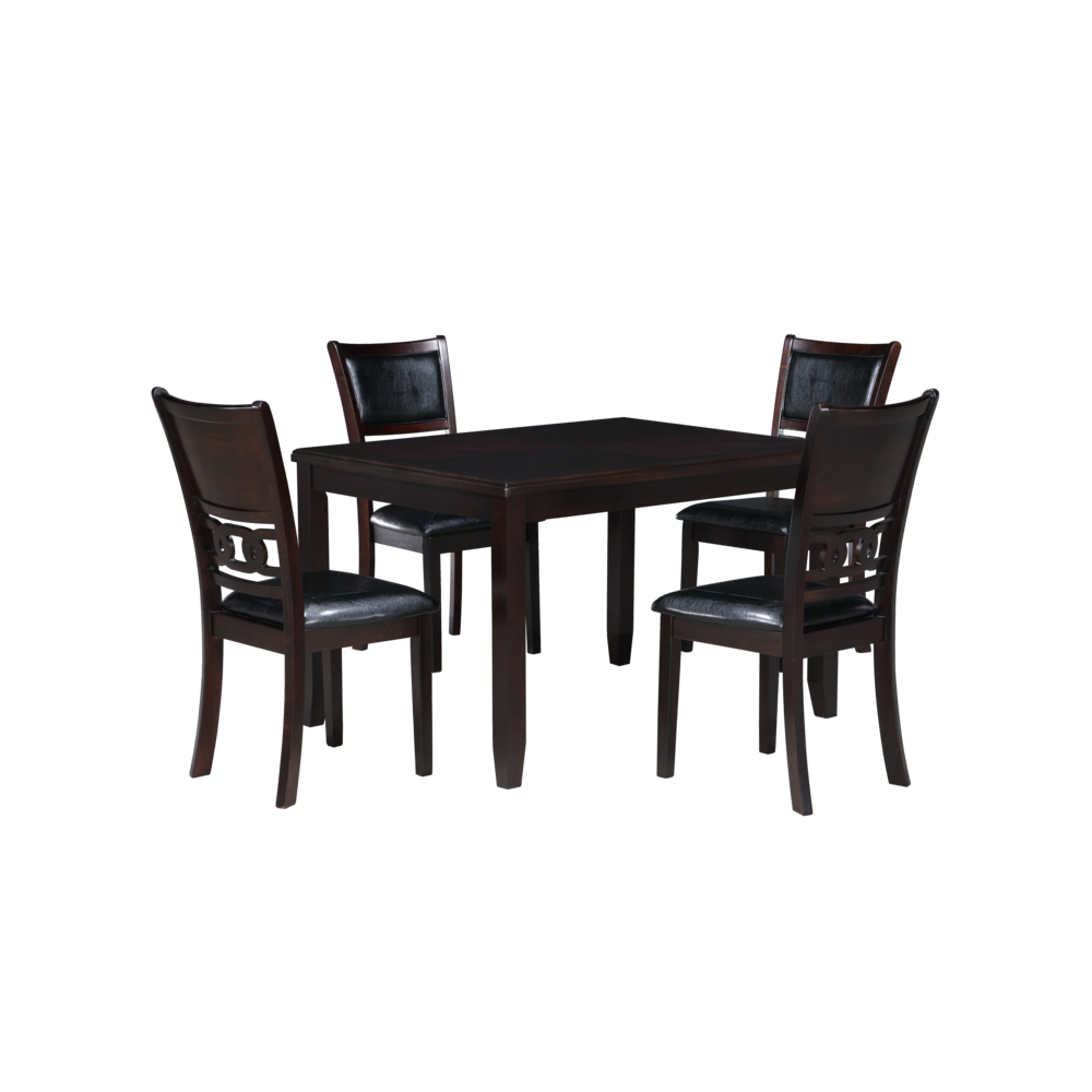 Gia 5-Piece 48" Wood Rectangular Dining Set with 4 Chairs in Ebony. Picture 5