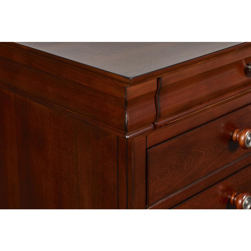 Furniture Versailles Solid Wood Engineered Wood Nightstand in Cherry. Picture 5