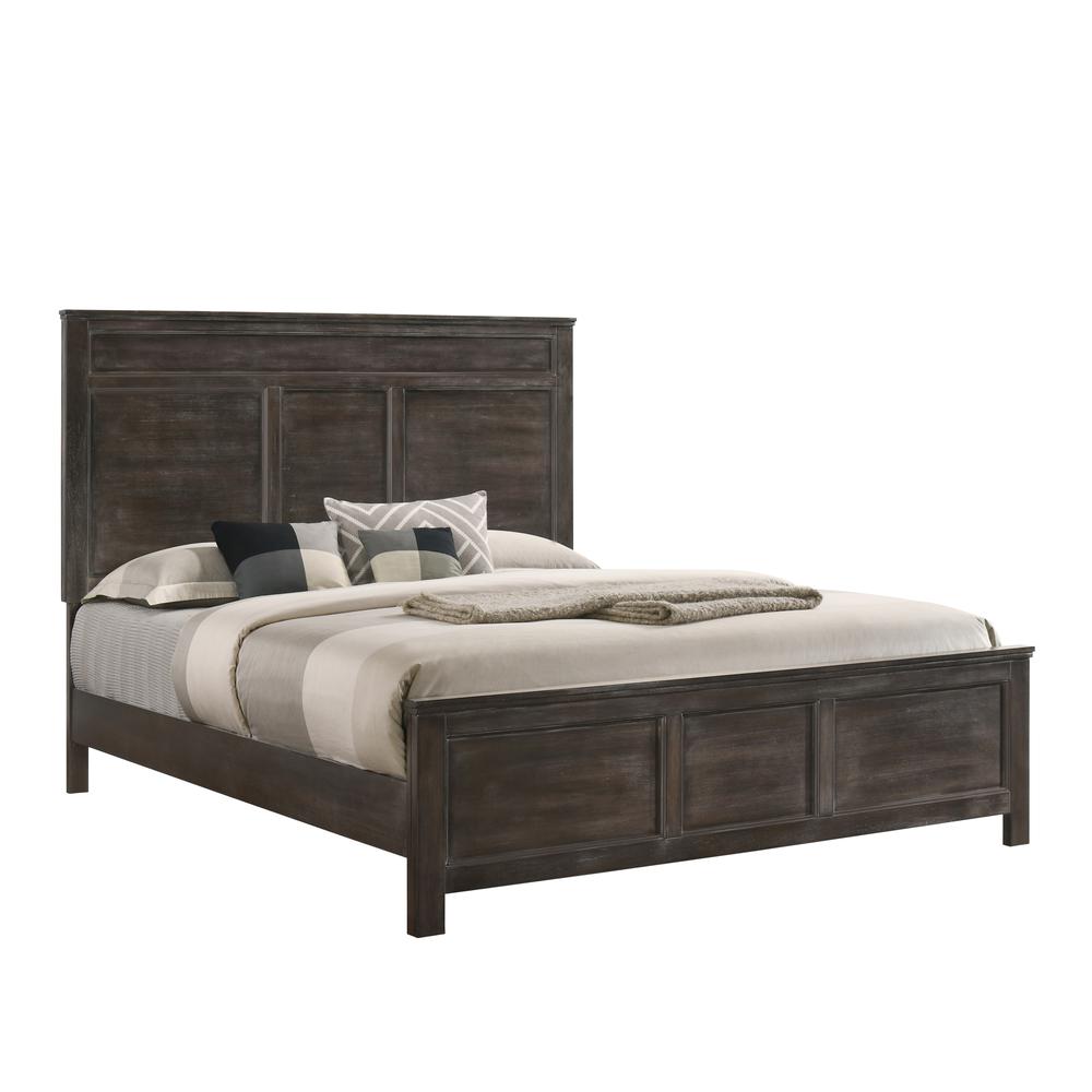 Furniture Andover Traditional King Wood Bed in Nutmeg. Picture 1