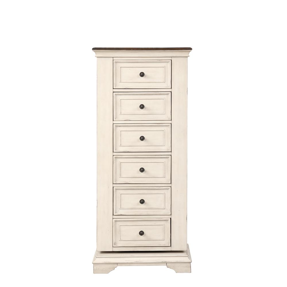 Furniture Anastasia 6-Drawer Wood Chest with Mirror in Ant White. Picture 2