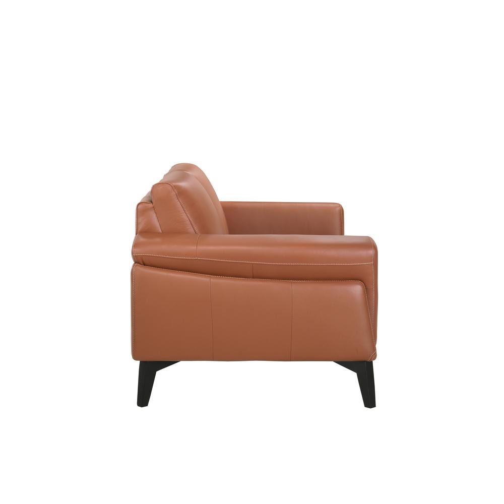 Furniture Como Leather Upholstered Loveseat in Terracotta. Picture 3