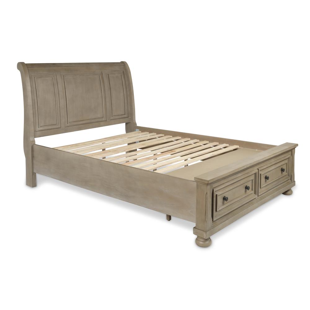 Furniture Allegra Solid Wood Engineered Wood Queen Bed in Pewter. Picture 4