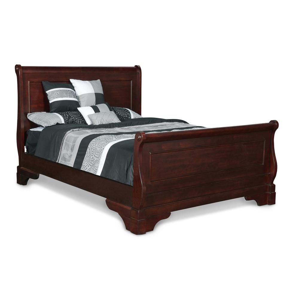 Furniture Versailles Contemporary Solid Wood 3/3 Twin Bed in Cherry. Picture 1