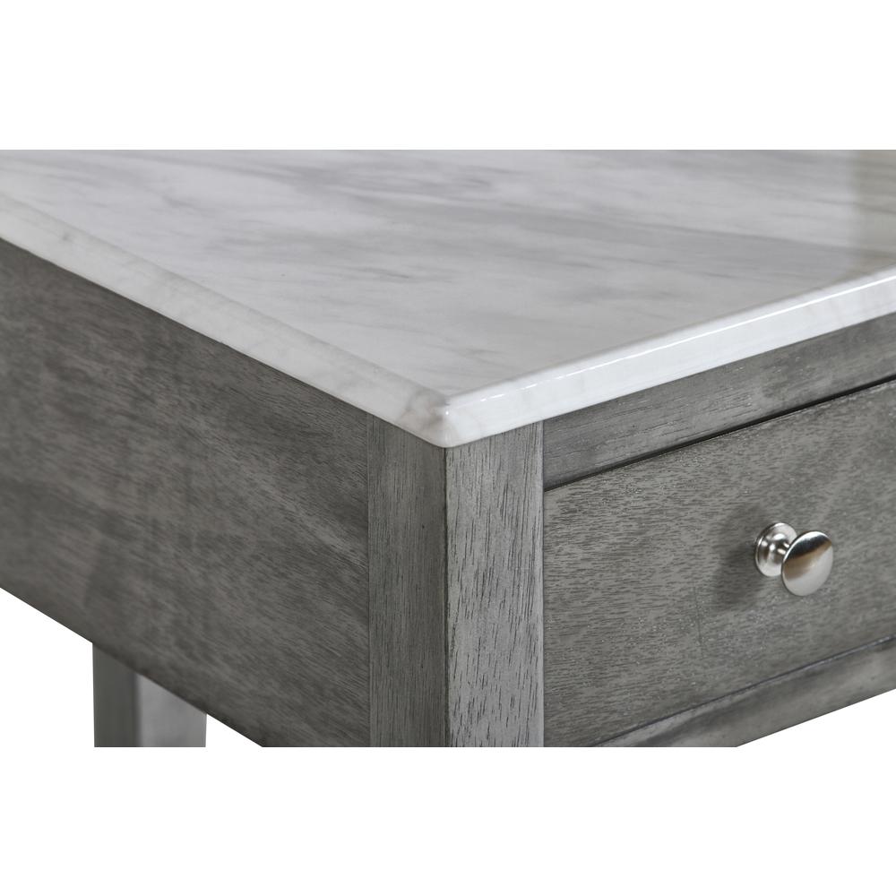 Furniture Noah 1-Drawer Wood & Faux Marble End Table in Gray. Picture 4