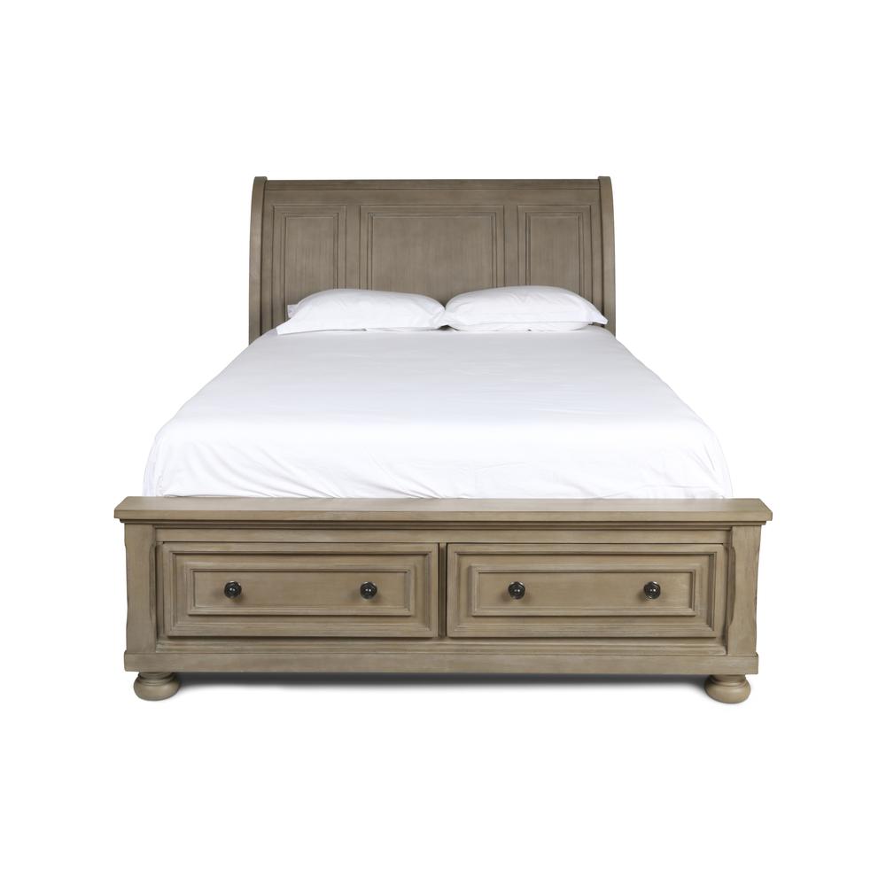 Furniture Allegra Solid Wood Engineered Wood Queen Bed in Pewter. Picture 1
