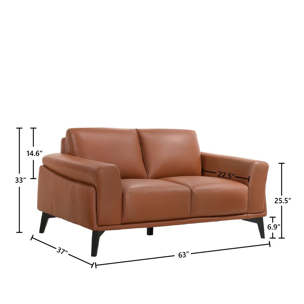 Furniture Como Leather Upholstered Loveseat in Terracotta. Picture 5