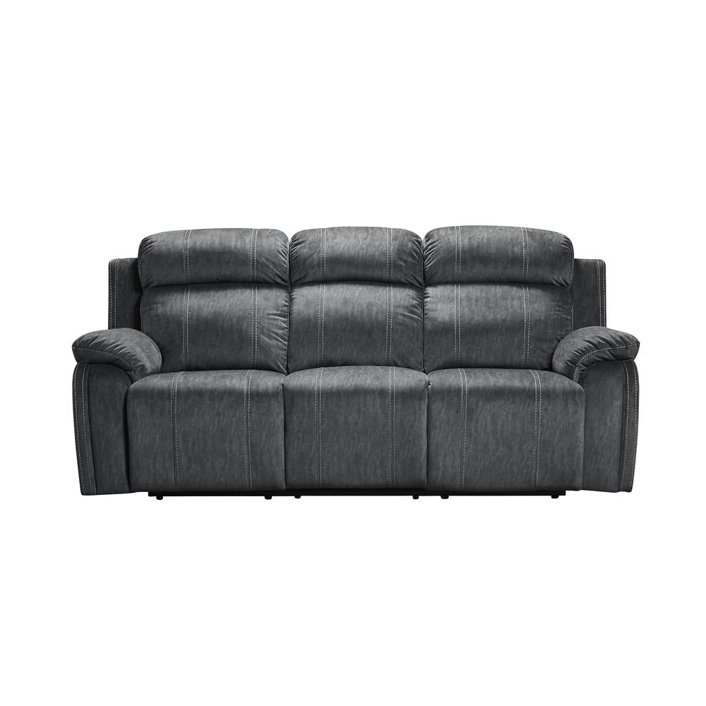 Furniture Tango Polyester Fabric Dual Recliner Sofa in Shadow Gray. Picture 2