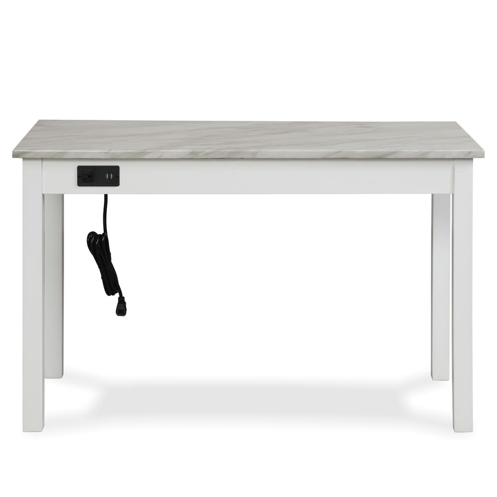 Furniture Celeste Faux Marble & Wood Writing Table in White. Picture 4
