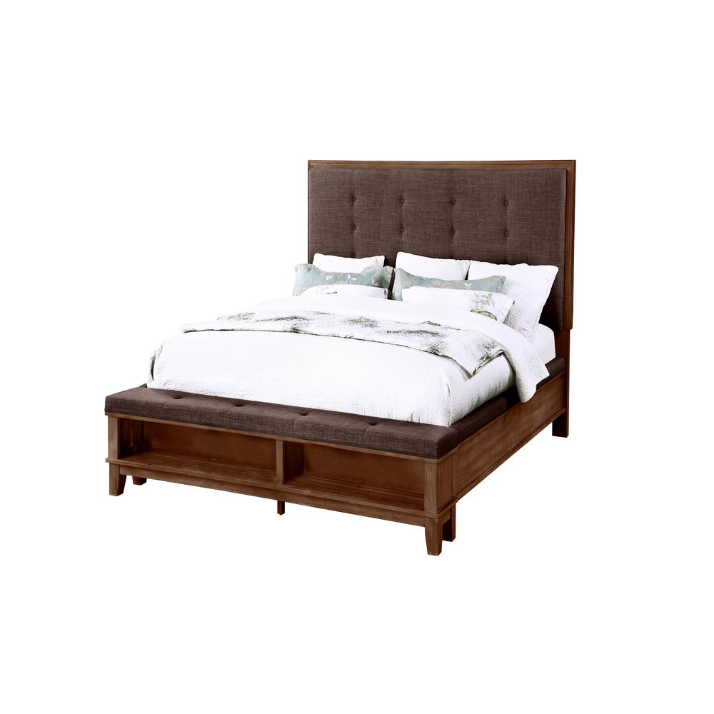 Furniture Cagney Contemporary Solid Wood 5/0 Queen Bed in Brown. Picture 1