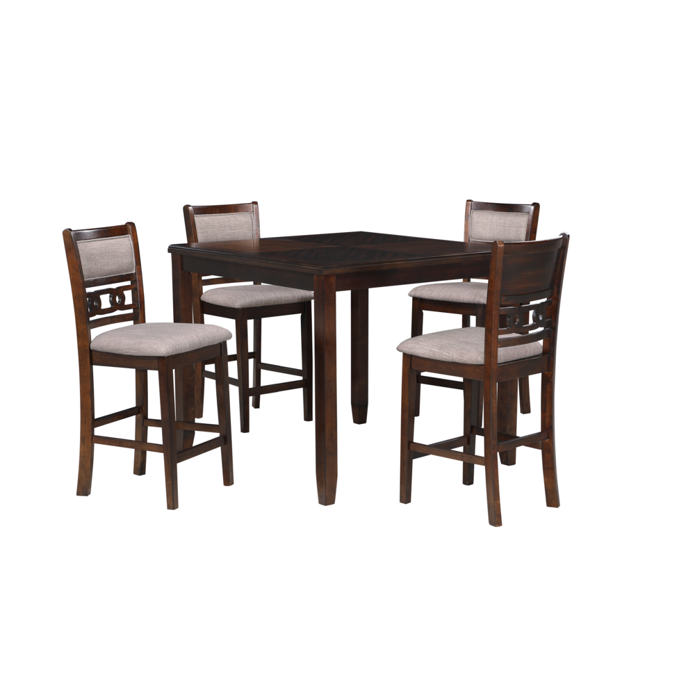 Furniture Gia 5-Piece Transitional Wood Counter Set in Cherry. Picture 1