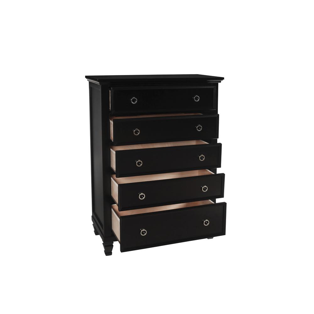 Furniture Tamarack Solid Wood 5-Drawer Chest in Black. Picture 3