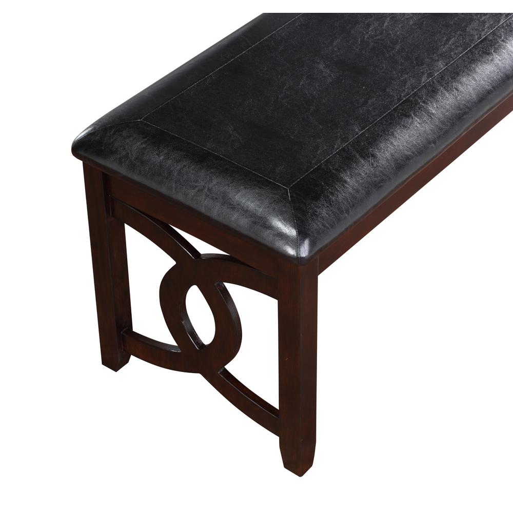 Furniture Gia 46" Solid Wood and Faux Leather Bench in Ebony Black. Picture 3