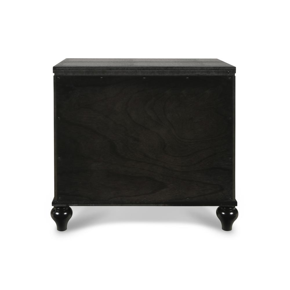 Furniture Valentine Solid Wood 3-Drawer Nightstand in Black. Picture 6