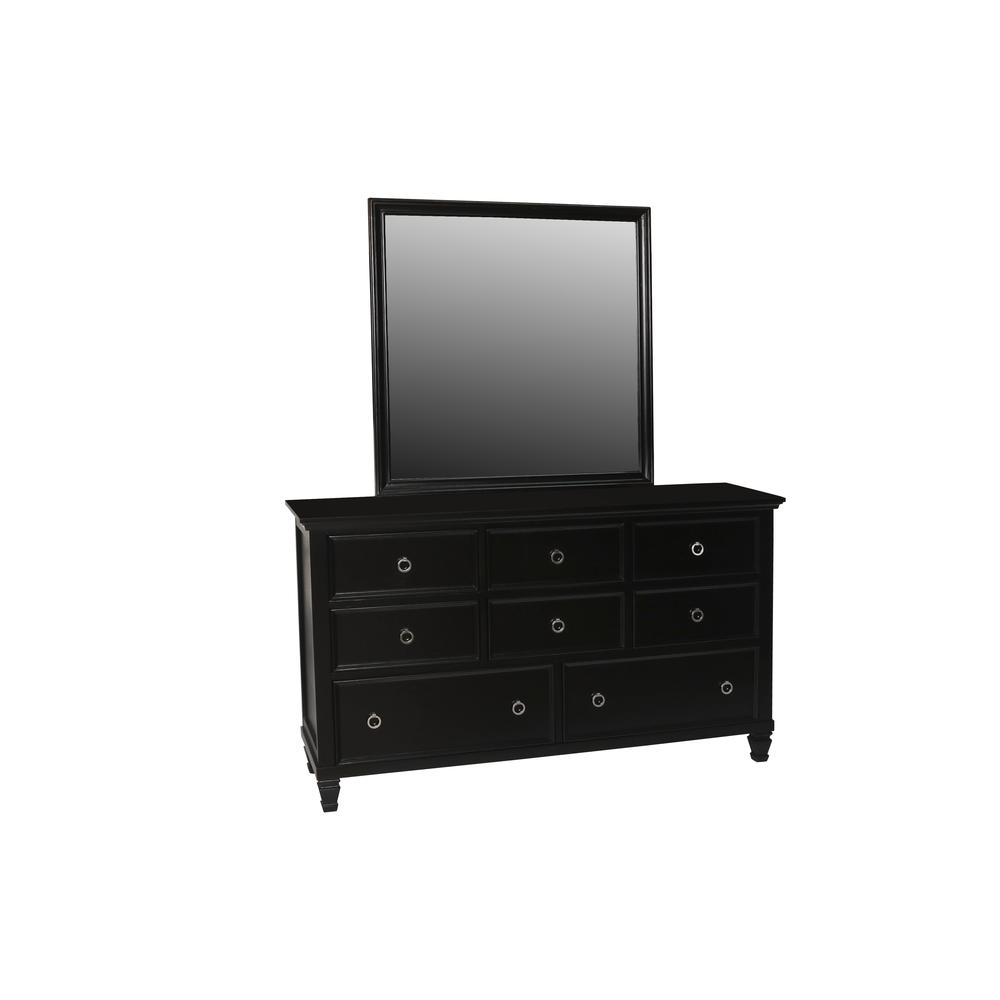 Furniture Tamarack 8-Drawer Wood Dresser with Mirror in Black. Picture 1