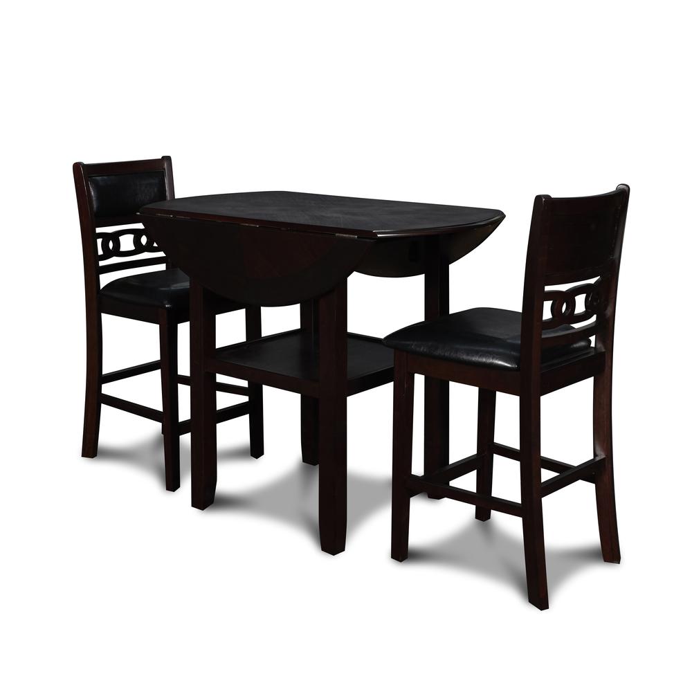 Furniture Gia Solid Wood Counter Drop Leaf Table  Chairs in Ebony. Picture 1