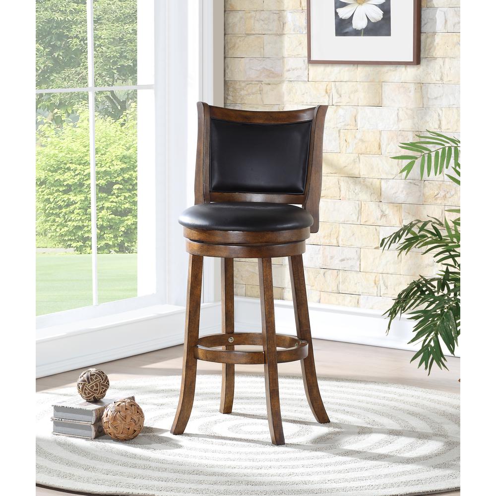 Bristol Wood Swivel Bar Stool with PU Seat in Dark Brown. Picture 6