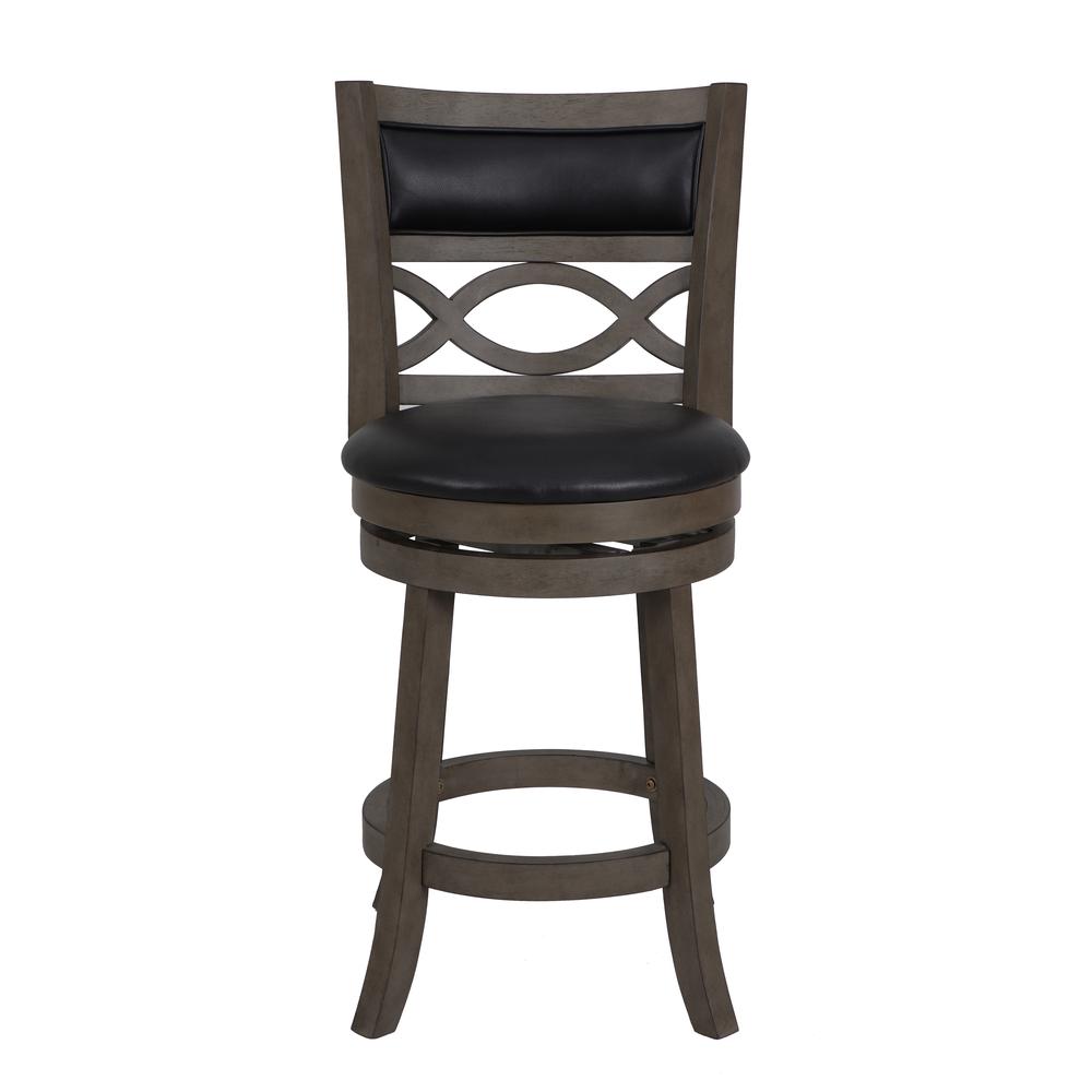 Manchester 24" Wood Counter Stool with Black PU Seat in Ant Gray. Picture 2