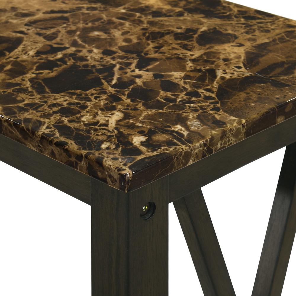 Furniture Eden 1-Shelf Faux Marble & Wood End Table in Espresso. Picture 4