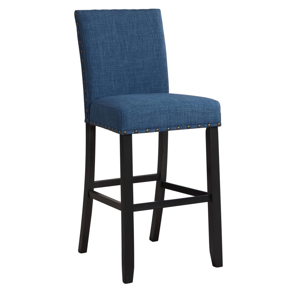 Furniture Crispin Solid Wood 29" Barstool - Marine Blue (Set of 2). Picture 1
