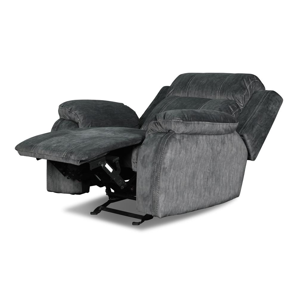 Furniture Tango Polyester Fabric Glider Recliner in Shadow Gray. Picture 4