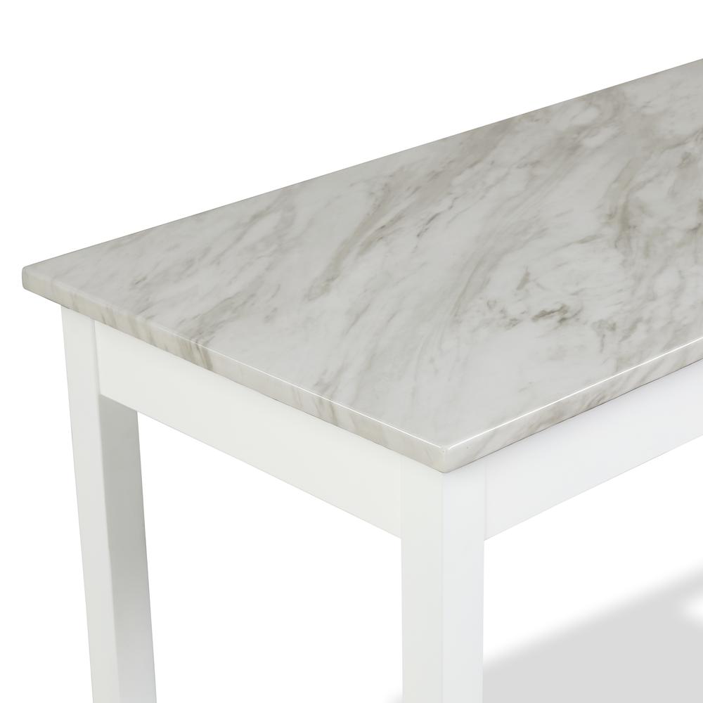 Furniture Celeste Faux Marble & Wood Writing Table in White. Picture 5