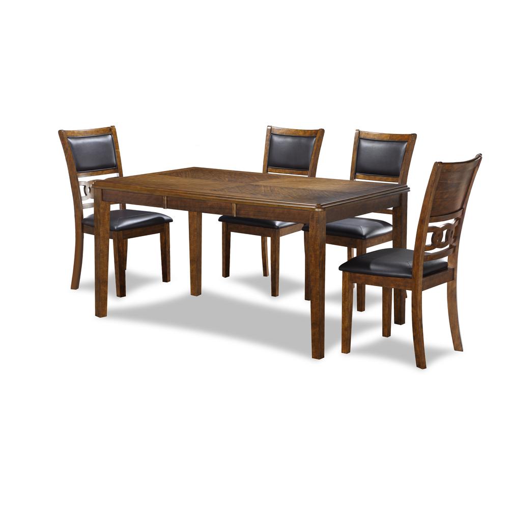 Gia 5-Piece 60" Wood Rectangular Dining Set with 4 Chairs in Brown. Picture 7
