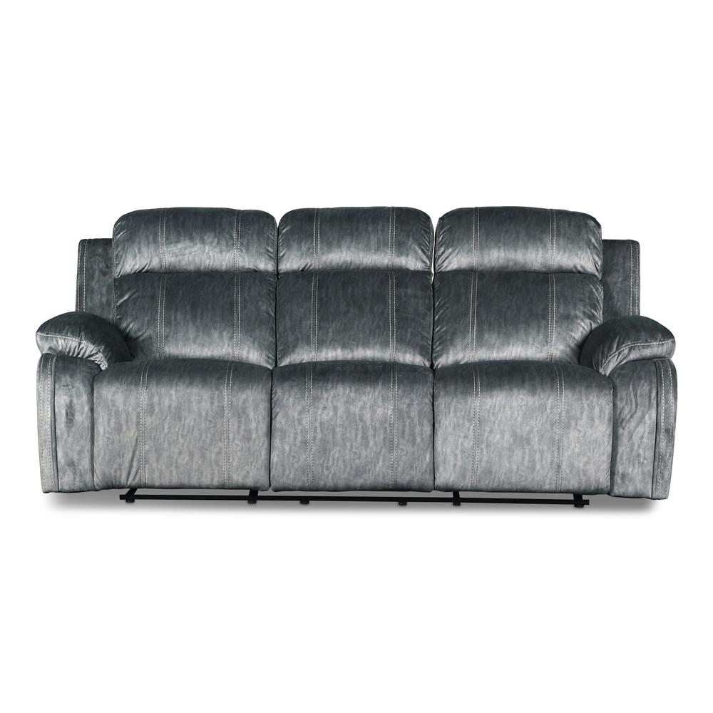 Furniture Tango Polyester Fabric Dual Recliner Sofa in Shadow Gray. Picture 2