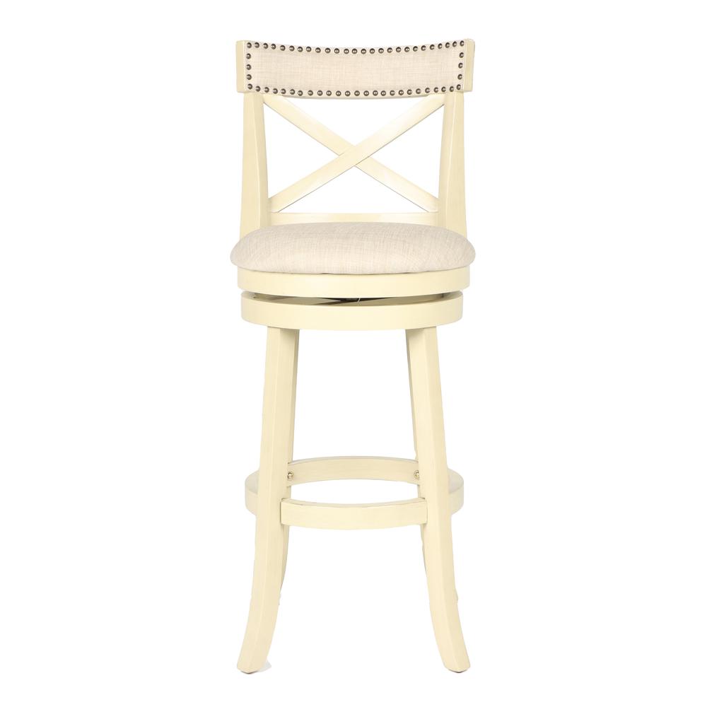 Furniture York 29" Wood Bar Stool with Fabric Seat in Ant White. Picture 2