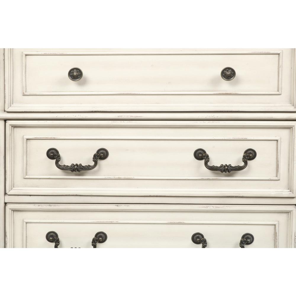 Furniture Anastasia 5-Drawer Solid Wood Chest in Antique White. Picture 7