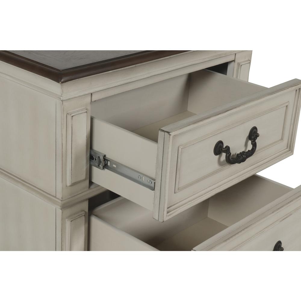 Furniture Anastasia Solid Wood Frame Nightstand in Antique White. Picture 5