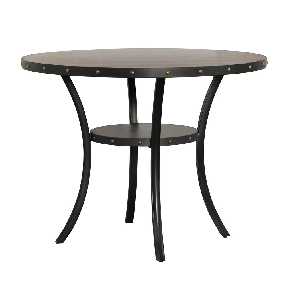 Furniture Crispin 48" Round Melamine Wood Counter Table in Gray. Picture 1