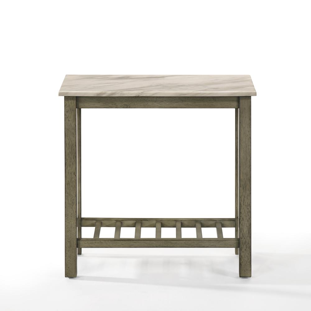 Furniture Eden 1-Shelf Faux Marble & Wood End Table in Gray. Picture 2