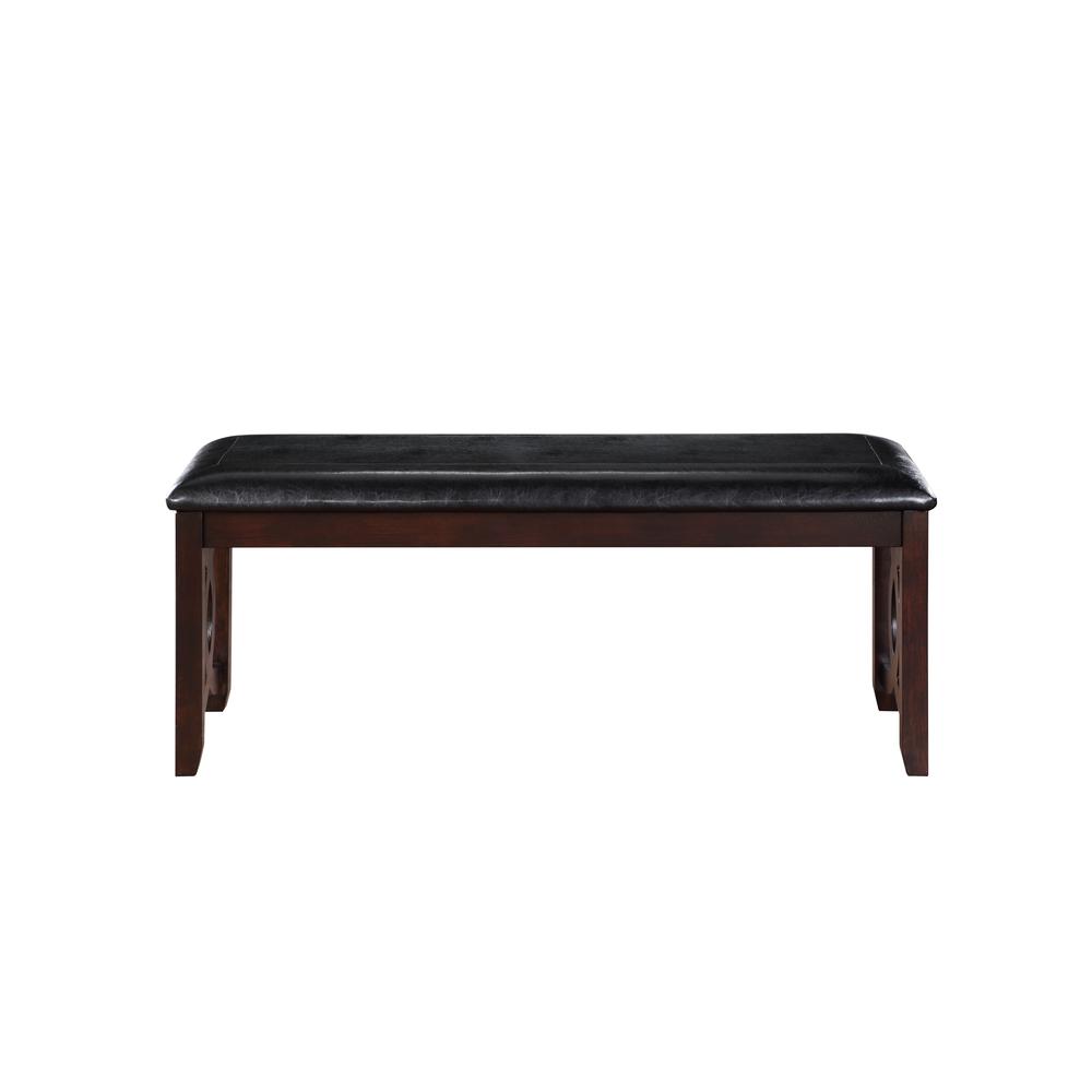 Furniture Gia 46" Solid Wood and Faux Leather Bench in Ebony Black. Picture 2