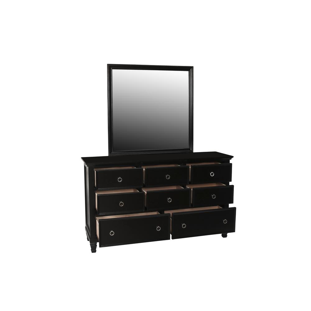 Furniture Tamarack 8-Drawer Wood Dresser with Mirror in Black. Picture 3