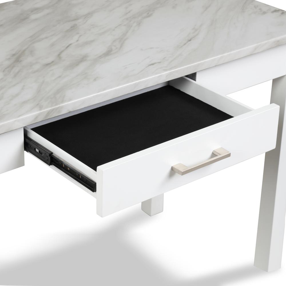 Furniture Celeste Faux Marble & Wood Writing Table in White. Picture 6