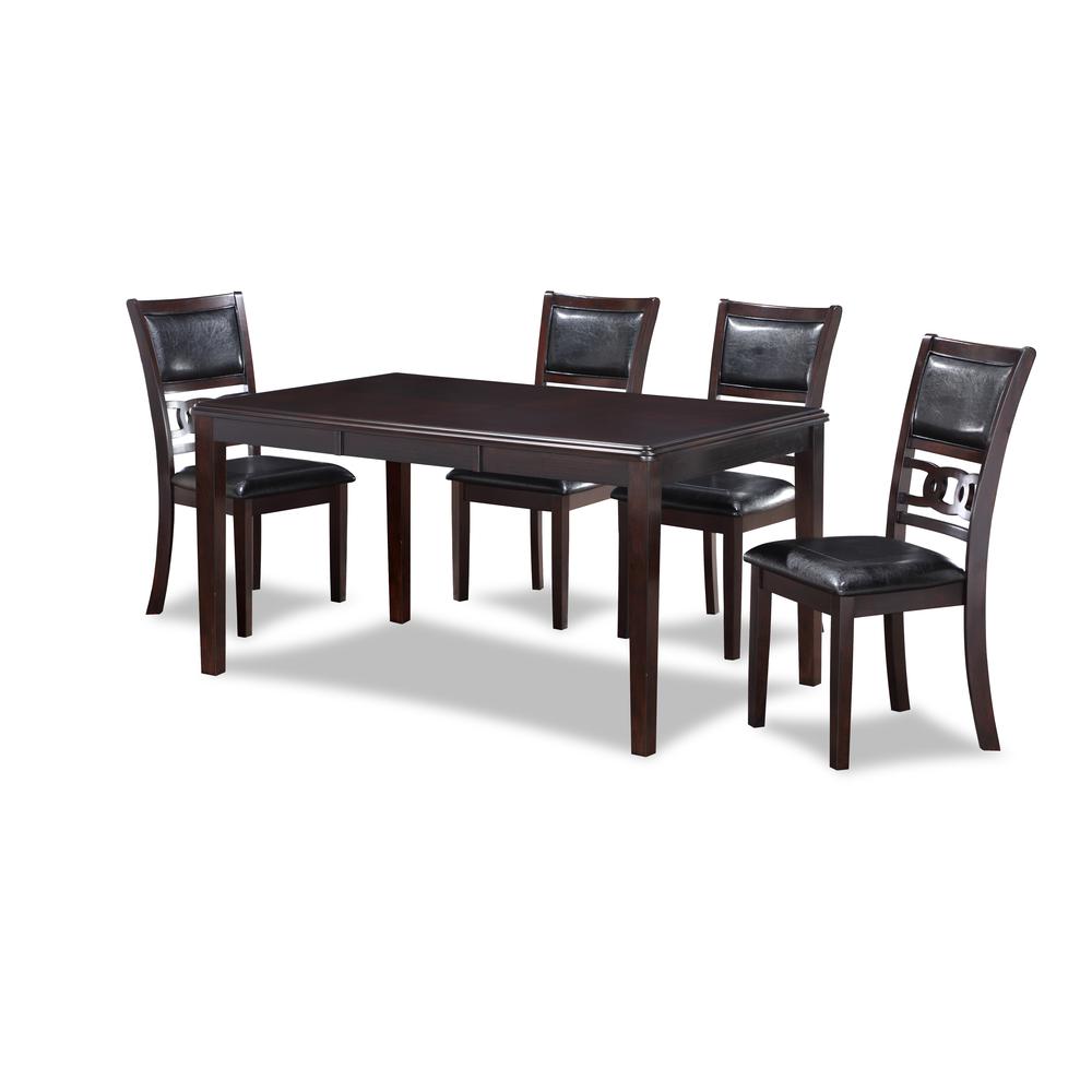 Gia 6 Pc Dining Table, 4 Chairs & Bench -Ebony. Picture 1