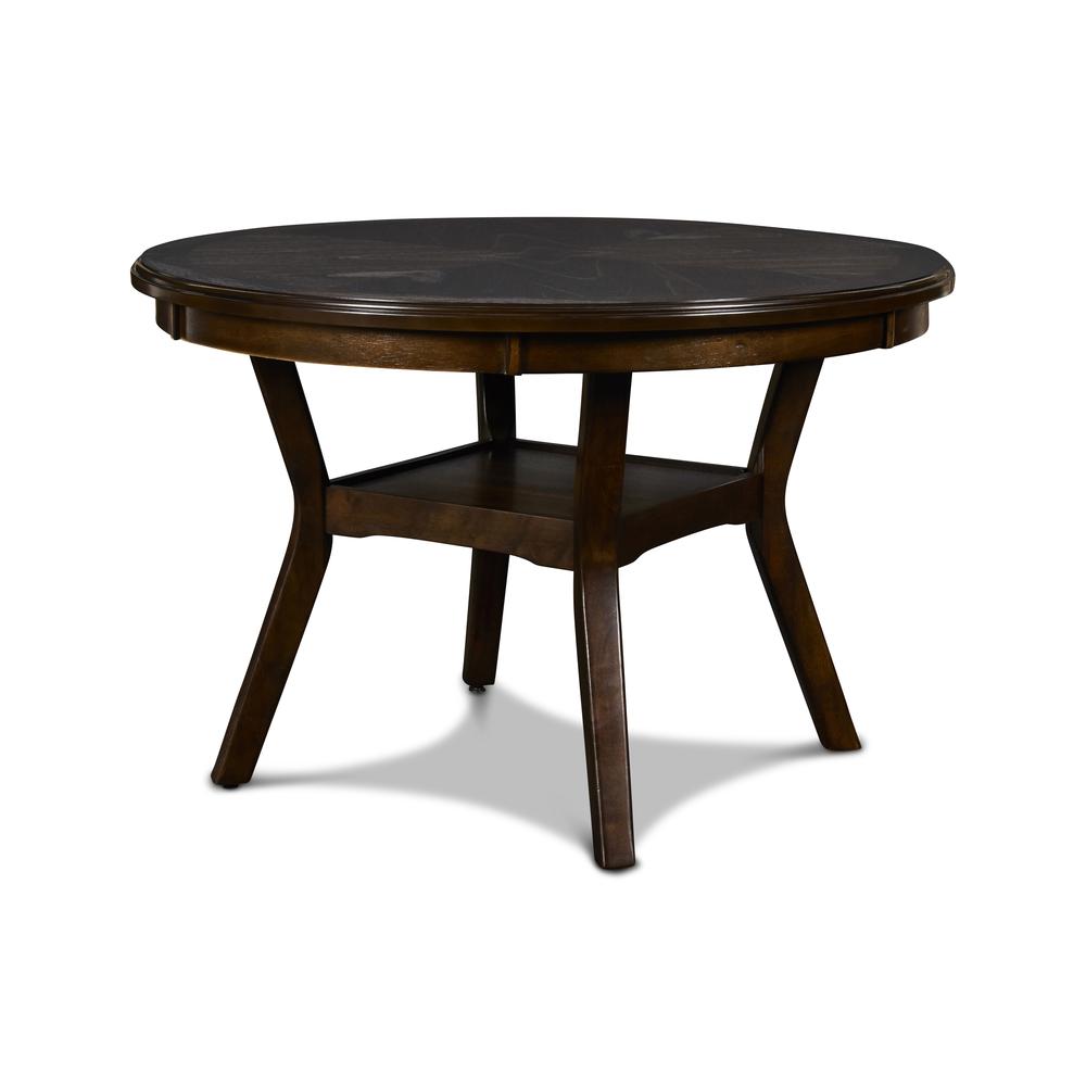 Furniture Gia Solid Wood 5-Piece Round Dining Set in Cherry Brown. Picture 2