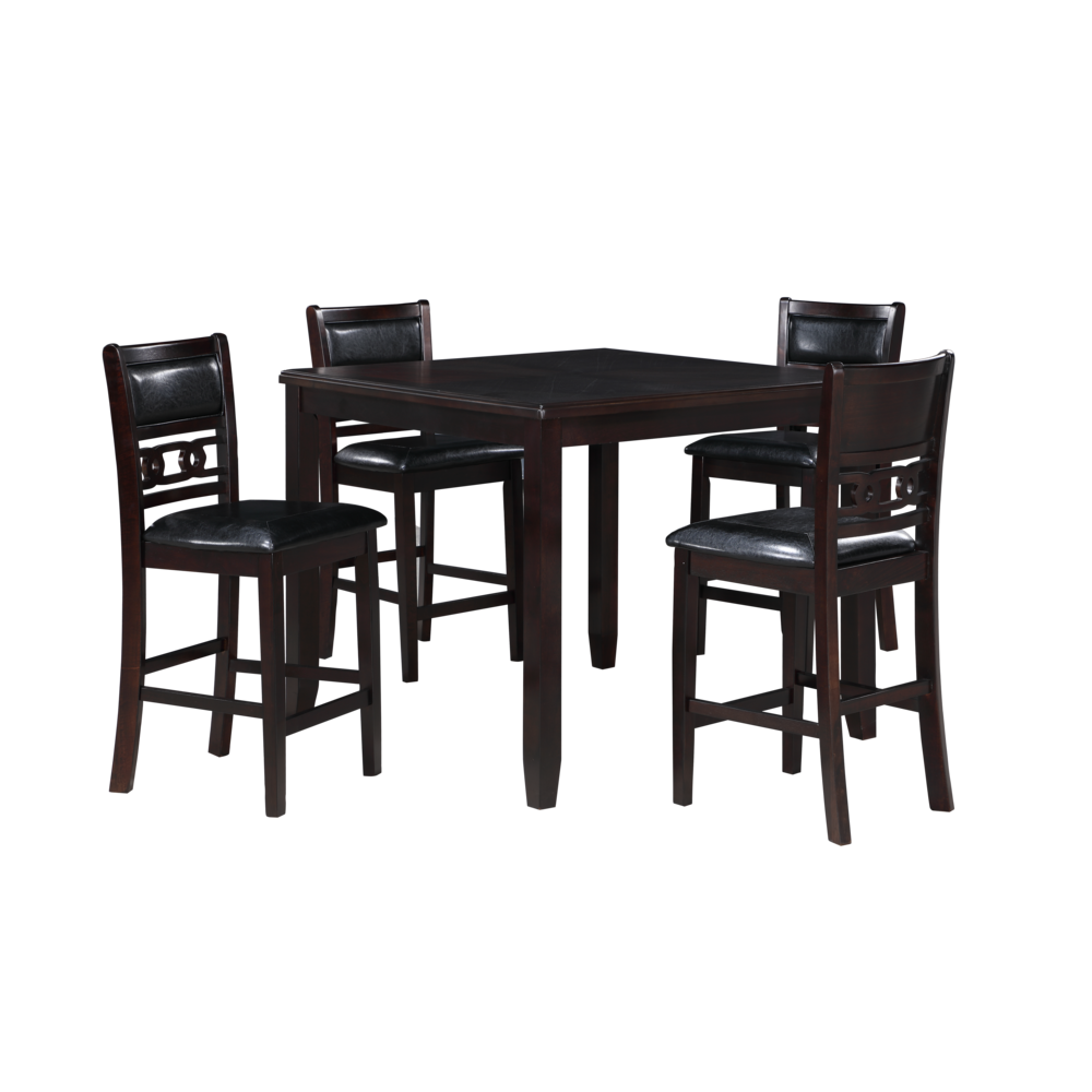 Furniture Gia 5-Piece Transitional Wood Counter Set in Ebony. Picture 1