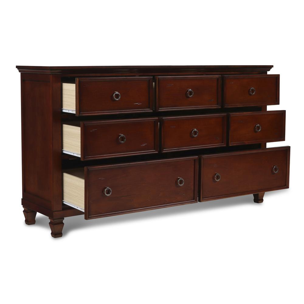 Furniture Tamarack Solid Wood 8-Drawer Dresser in Brown Cherry. Picture 3
