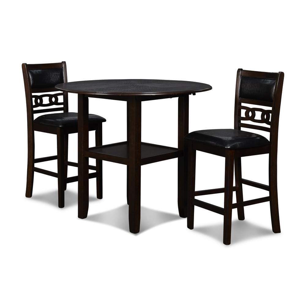 Furniture Gia Solid Wood Counter Drop Leaf Table  Chairs in Ebony. Picture 4