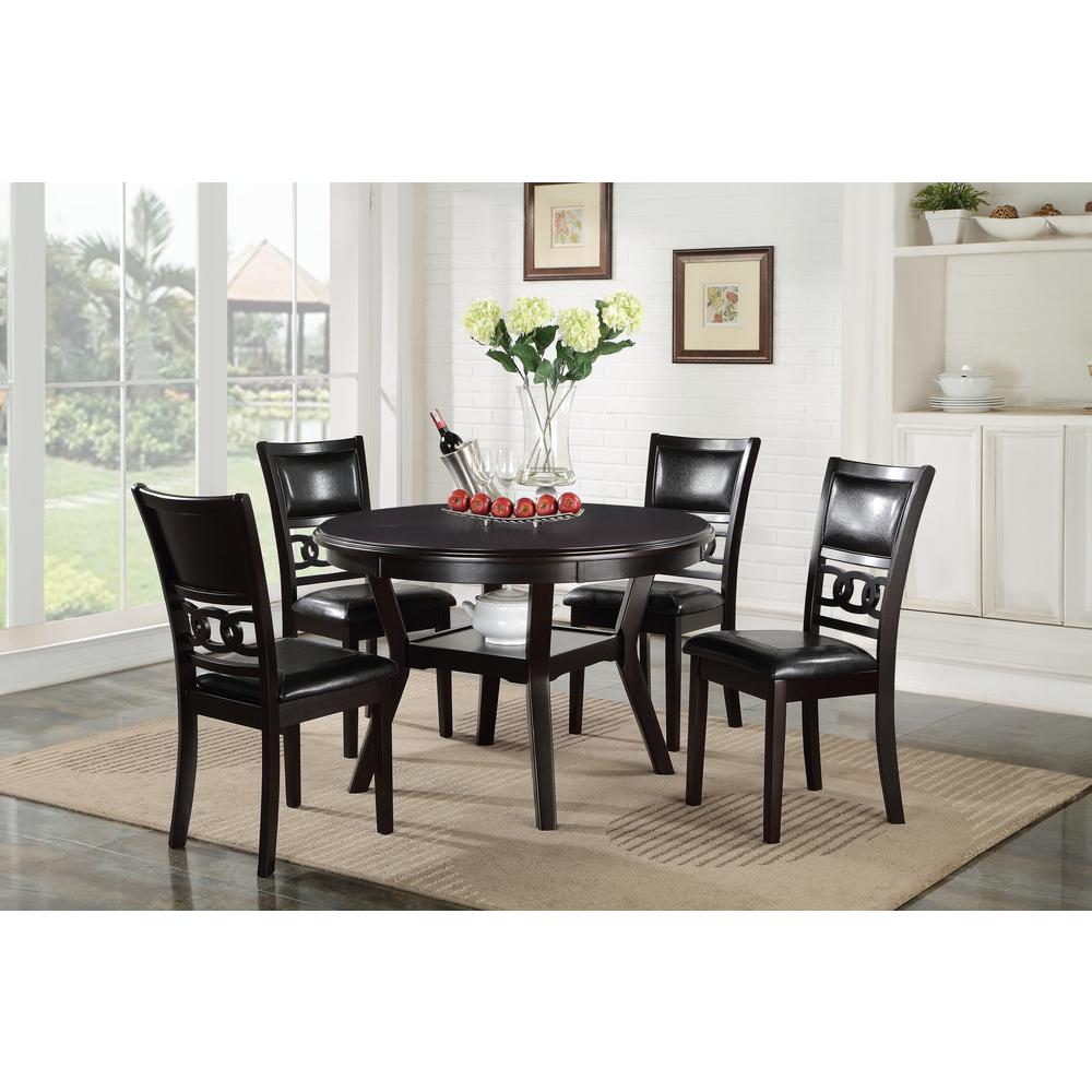 Furniture Gia 5-Piece Round Solid Wood Dining Set in Ebony. Picture 11