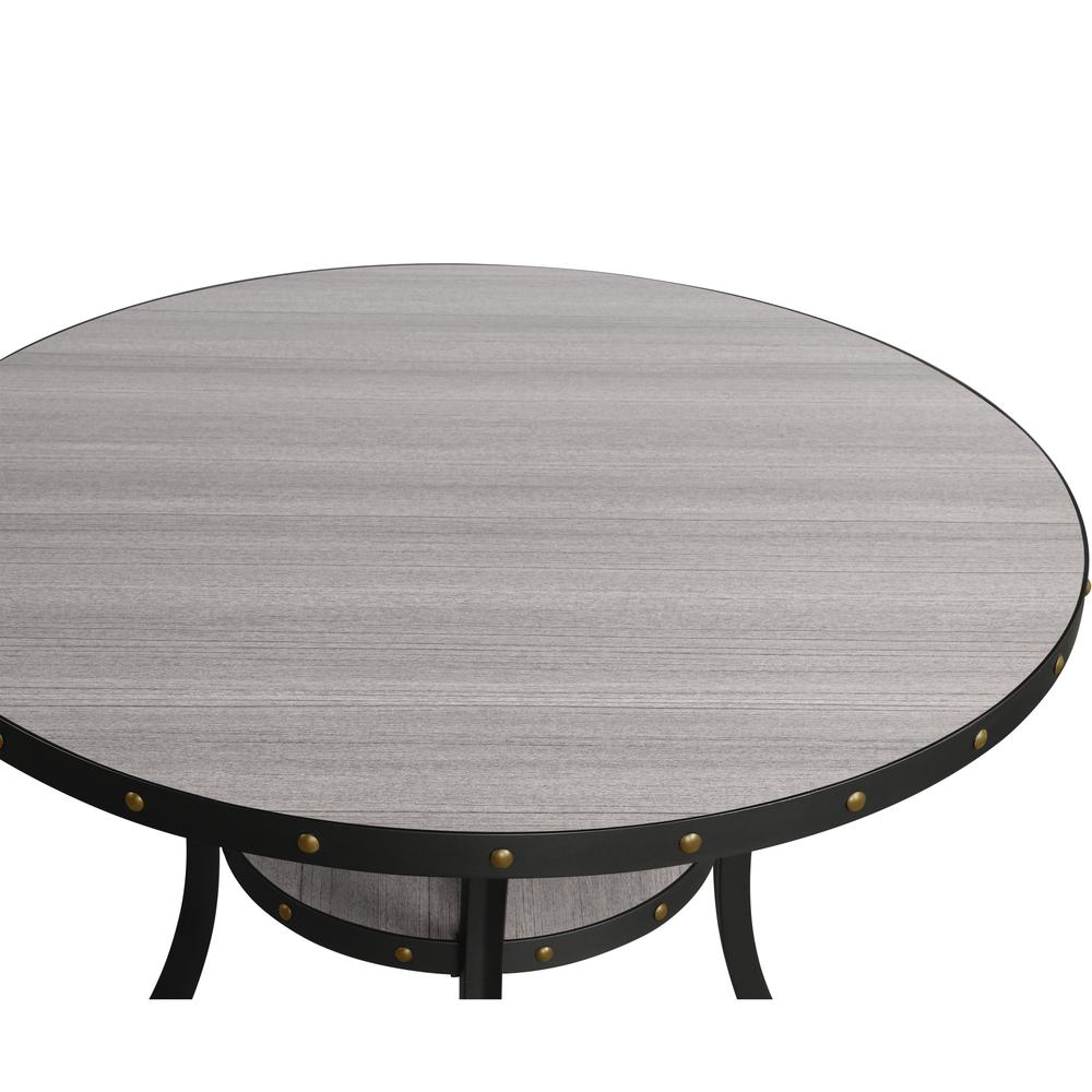 Furniture Crispin 36" Round Melamine Wood Pattern Bar Table in Gray. Picture 2