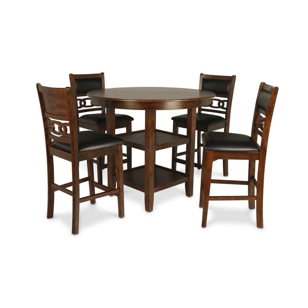 Furniture Gia 5-Piece Transitional Wood Dining Set in Brown. Picture 1